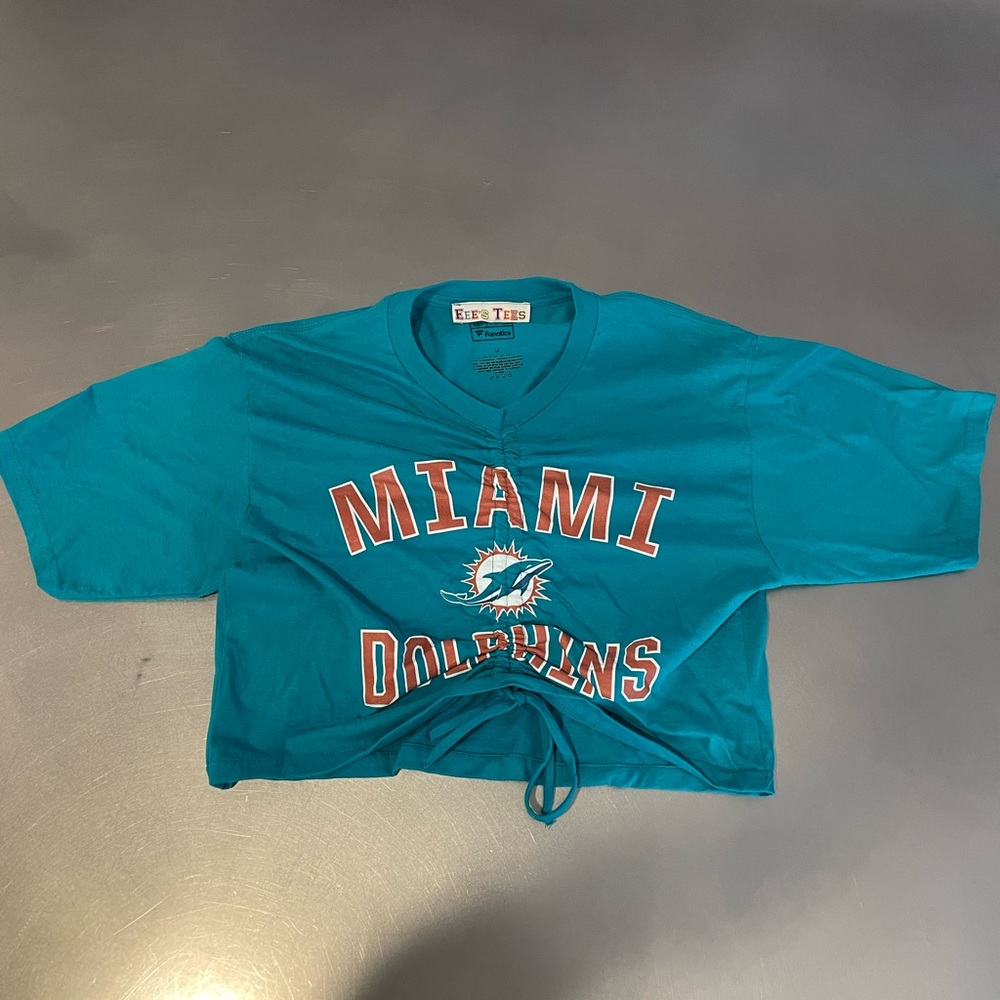Miami Dolphins short sleeve ruched T-shirt